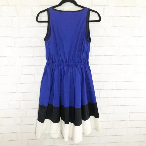 Kate Spade Blue Black & White Color Block Fit & Flare Dress Women's Size 2 - Picture 2 of 10